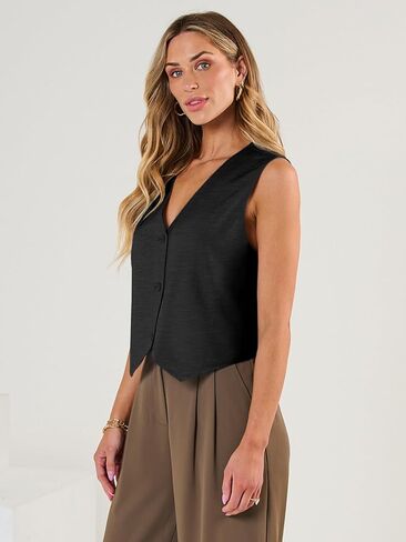 AUTOMET Vest for Women Summer Tops Spring Outfits Linen 2025 Fashion Button Down Sleeveless Business Casual Dressy Clothes in Kuwait