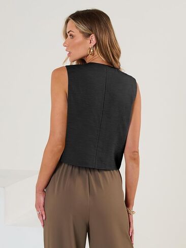 AUTOMET Vest for Women Summer Tops Spring Outfits Linen 2025 Fashion Button Down Sleeveless Business Casual Dressy Clothes in Kuwait