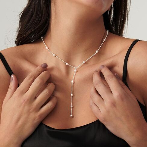 VRIUA Pearl Necklaces for Women - 14k Gold Plated Dainty Gold Pearl Necklace Simple Everyday Minimalist Necklaces for Women in Kuwait