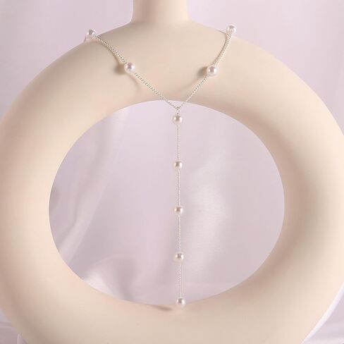 VRIUA Pearl Necklaces for Women - 14k Gold Plated Dainty Gold Pearl Necklace Simple Everyday Minimalist Necklaces for Women in Kuwait