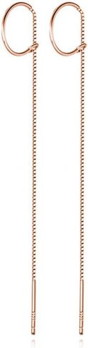 REFFEER SOLID 925 Sterling Silver Chain Dangle أقراط للنساء المراهقات المتصارعون منذ فترة طويلة أقراط الأوجه الخيطية البسيطة in Kuwait
