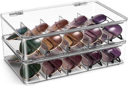 Sorbus Sunglasses Organizer - Plastic Stackable Eyeglass Case Storage Organizer for Multiple Glasses - Reading Glasses in Kuwait