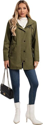 SaphiRose Women's Long Rain Jacket Waterproof Rain Coat with Hood Outdoor Light Raincoats Windbreaker in Saudi Arabia