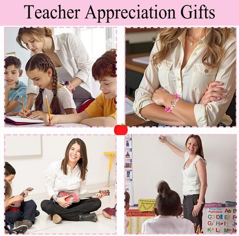 COLOYAN 18PCS Teacher Appreciation Gifts for Women Men, Teacher Gifts Wooden Beaded Bracelet elastic Clay Bracelet, Birthday Christmas Thanksgiving Thank You Gifts for Teachers in Kuwait