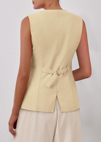 KIRUNDO Fashion Blazer Vest for Women 2025 Dressy Business Casual Summer Button Down Sleeveless Work Suit Waistcoat Tops in Saudi Arabia