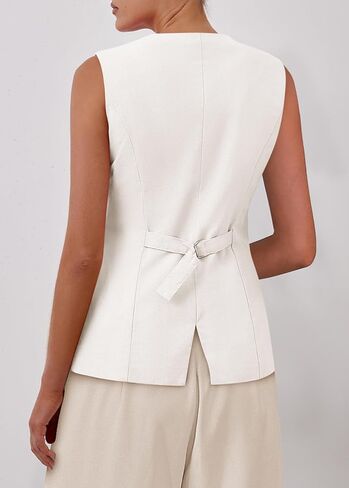 KIRUNDO Fashion Blazer Vest for Women 2025 Dressy Business Casual Summer Button Down Sleeveless Work Suit Waistcoat Tops in Saudi Arabia
