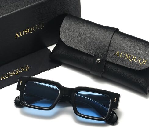 Thick Frame Square Sunglasses for Men Women Trendy Chunky Rectangle Rivet Design SunGlasses Shades UV400 Protection in Kuwait