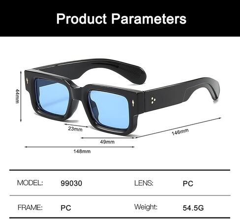 Thick Frame Square Sunglasses for Men Women Trendy Chunky Rectangle Rivet Design SunGlasses Shades UV400 Protection in Kuwait