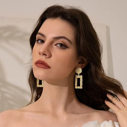 Haiaiso 9pairs مقطع على أقراط إسقاط للنساء بيان راتين راتين راتينك أقراط تتللق الأبعاد الخفيفة الوزن الهندسي على غرار الأقراط in Kuwait
