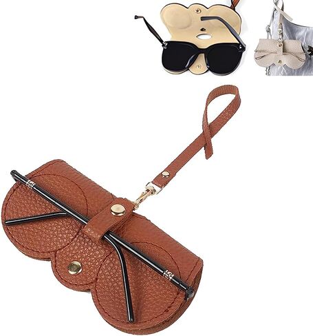 3 Pack Soft Leather Sunglasses Bag, Soft Leather Sunglasses Bag with Strap, Portable Glasses Case Holder Sunglasses Pouch in Saudi Arabia