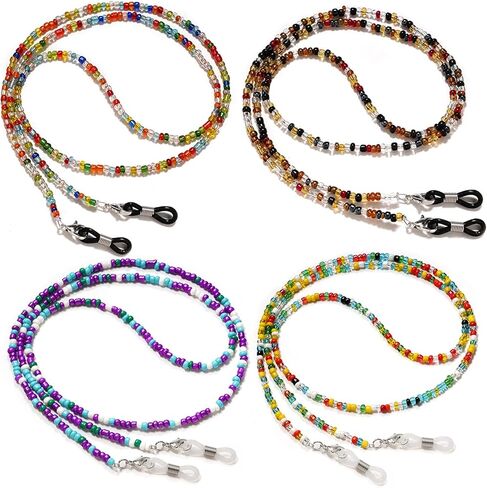 BILIONE 4Pcs Beaded Eyeglass Chains for Women & Girls, Sunglass Holder Strap Around Neck, Acrylic Glasses Hanger Keeper in Saudi Arabia