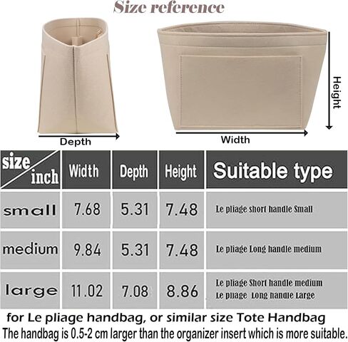 Lckaey Purse Organizer Insert for le pliage large Handbags Insert Organizer1012beige-L in Saudi Arabia