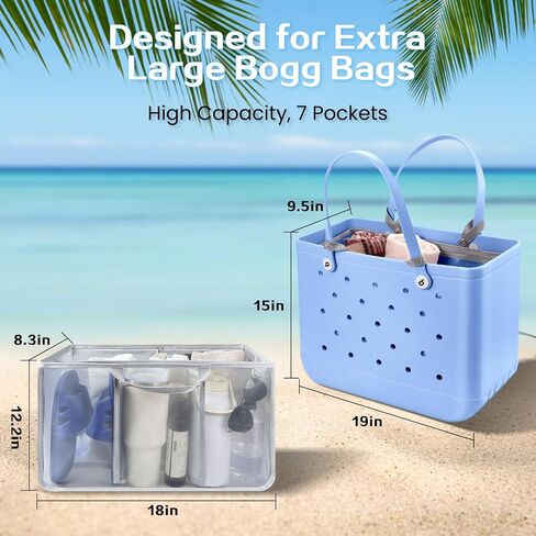 XYFuuee Beach Bag Organizer Inserts for X Large Bogg Bag Accessories, Original XL Lightweight Mesh Insert Divider Pouch, Organizing Rubber Tote Bags, Save Storage Space (Gray) in Saudi Arabia