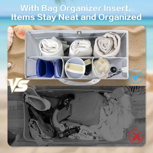 XYFuuee Beach Bag Organizer Inserts for X Large Bogg Bag Accessories, Original XL Lightweight Mesh Insert Divider Pouch, Organizing Rubber Tote Bags, Save Storage Space (Gray) in Saudi Arabia