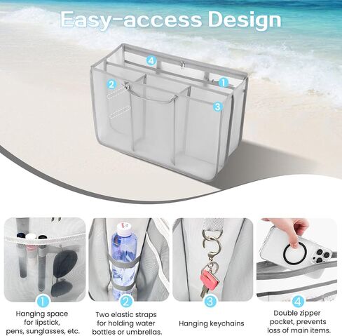 XYFuuee Beach Bag Organizer Inserts for X Large Bogg Bag Accessories, Original XL Lightweight Mesh Insert Divider Pouch, Organizing Rubber Tote Bags, Save Storage Space (Gray) in Saudi Arabia