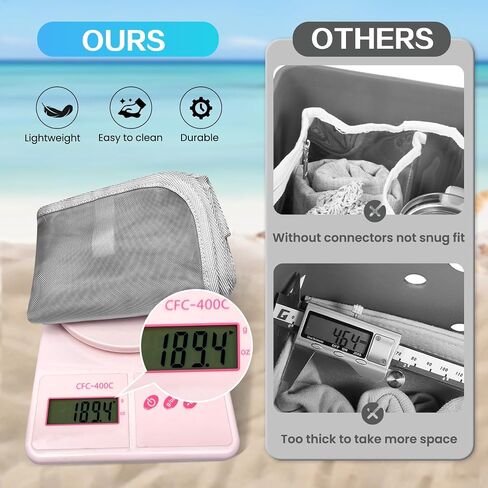 XYFuuee Beach Bag Organizer Inserts for X Large Bogg Bag Accessories, Original XL Lightweight Mesh Insert Divider Pouch, Organizing Rubber Tote Bags, Save Storage Space (Gray) in Saudi Arabia