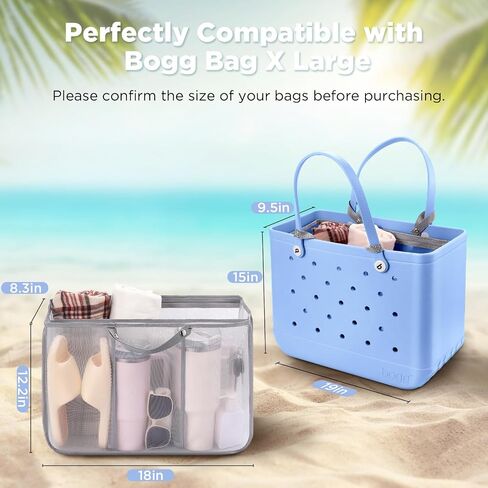 OUTXE Beach Bag Organizer Compatible with X Large Bogg Bag Accessories Inserts, Lightweight Mesh Insert Divider Pouch for Original XL Bogg Bags, Beach Tote Bags Insert for Organizing in Saudi Arabia