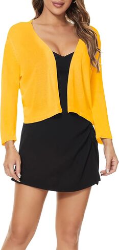 Satuun للسيدات 3/4 Sleeve Bolero يتجاهل خفيفة الوزن سترات كارديجان مفصلة in Kuwait