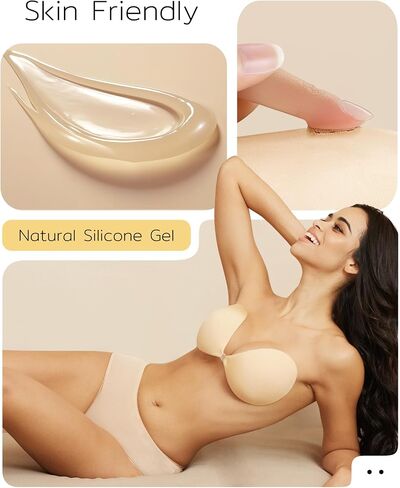 Niidor Adhesive Strapless Bra for Women Sticky Invisible Push up Silicone Bra for Backless Dress 2025 Upgraded Clasp Bras in Kuwait