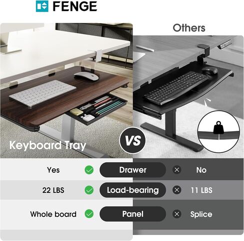 Fenge Keyboard Tray Under Desk ، اسحب لوحة المفاتيح ودرج الماوس مع Clamp Mount ، حامل لوحة المفاتيح المنزلق للمكتب ، 25.6 × 11.8 بوصة درج كمبيوتر منصة الشريحة الكبيرة للكتابة ، أبيض in Kuwait