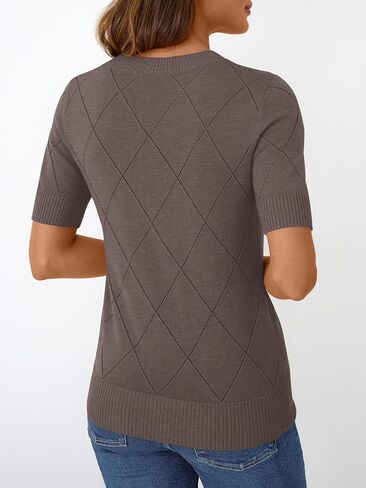 LILLUSORY Womens Knit Hollowed Out Sweater Summer Lightweight Short Sleeve Wool Blend Tops in Saudi Arabia