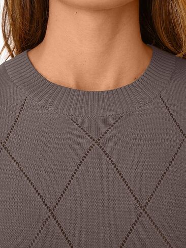 LILLUSORY Womens Knit Hollowed Out Sweater Summer Lightweight Short Sleeve Wool Blend Tops in Saudi Arabia