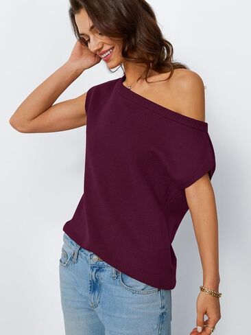 Lillusory Womens Short Sleeve قبالة سفن الصوفية الصيفية التي تخرج من قمم خفيفة الوزن متماسكة 2025 in Kuwait