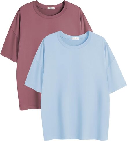 Ekouaer 2 Pack Tops Tops Short Servize Tirts Summer Spring Tops 2025 Basic Disual Top S-XXL in Kuwait