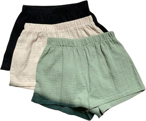 MakeMeChic Women's 3 Pack Linen Shorts Summer Comfy Sleep Pajama Boxer Shorts in Saudi Arabia