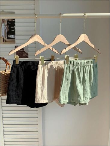 MakeMeChic Women's 3 Pack Linen Shorts Summer Comfy Sleep Pajama Boxer Shorts in Saudi Arabia