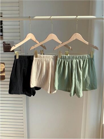 MakeMeChic Women's 3 Pack Linen Shorts Summer Comfy Sleep Pajama Boxer Shorts in Saudi Arabia