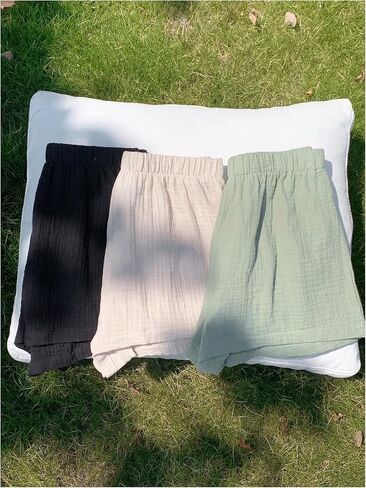 MakeMeChic Women's 3 Pack Linen Shorts Summer Comfy Sleep Pajama Boxer Shorts in Saudi Arabia