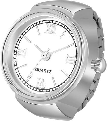JewelryWe Men Women Finger Watch Stretchy Band Elastic Round Simple Dial Quartz Ring Watches in Kuwait