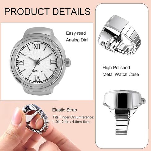 JewelryWe Men Women Finger Watch Stretchy Band Elastic Round Simple Dial Quartz Ring Watches in Kuwait