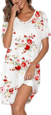 Nightgowns for Women Soft Cotton Sleep Shirts Short Sleeve Sleepwear S-XXL in Saudi Arabia