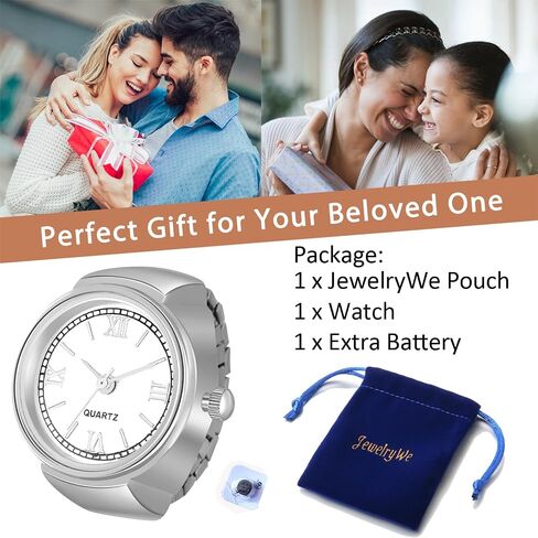 JewelryWe Men Women Finger Watch Stretchy Band Elastic Round Simple Dial Quartz Ring Watches in Kuwait