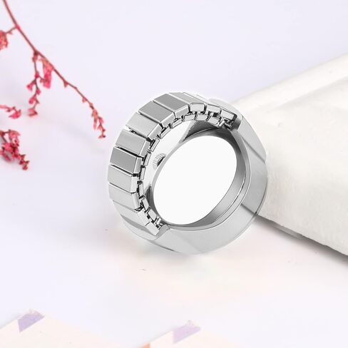 JewelryWe Men Women Finger Watch Stretchy Band Elastic Round Simple Dial Quartz Ring Watches in Kuwait