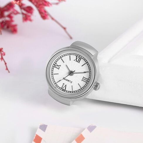 JewelryWe Men Women Finger Watch Stretchy Band Elastic Round Simple Dial Quartz Ring Watches in Kuwait