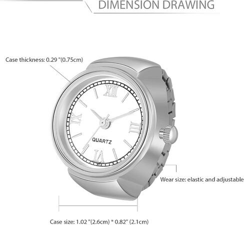 JewelryWe Men Women Finger Watch Stretchy Band Elastic Round Simple Dial Quartz Ring Watches in Kuwait