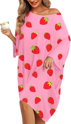 KFUBUO Plus Size Nightgowns for Women Oversized Sleep Tshirts Dress Short Sleeves Sleepwear With Pocket Fit S-5XL in Saudi Arabia