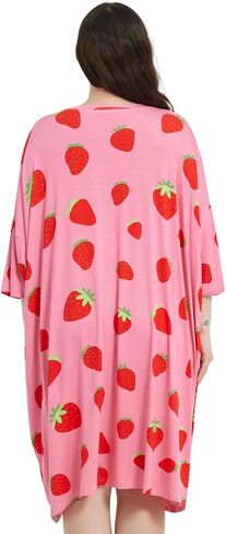 KFUBUO Plus Size Nightgowns for Women Oversized Sleep Tshirts Dress Short Sleeves Sleepwear With Pocket Fit S-5XL in Saudi Arabia