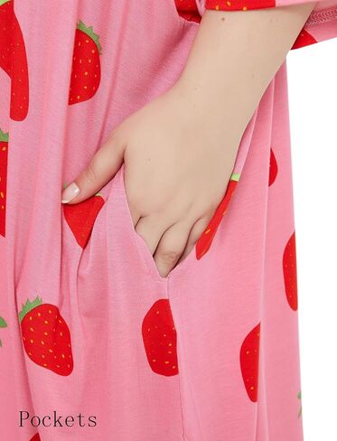 KFUBUO Plus Size Nightgowns for Women Oversized Sleep Tshirts Dress Short Sleeves Sleepwear With Pocket Fit S-5XL in Saudi Arabia