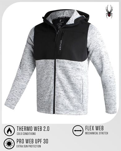 Spyder Men's Sweater Fleece Jacket - Lightweight Insulated Performance Full Zip Hooded Outdoor Jacket for Men (Sizes: S-XXL) in Saudi Arabia