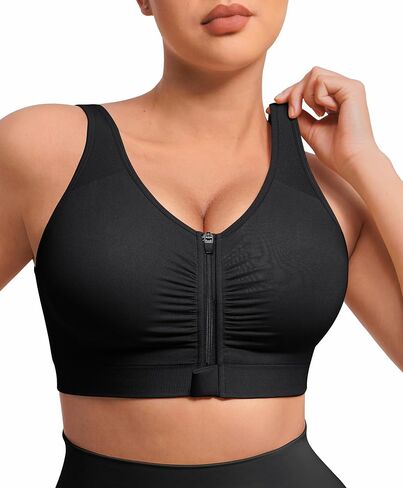 FeelinGirl Zip Front Closure Bras for Women No Underwire Compression Post Surgery Bra with Wide Adjustable Straps in Kuwait