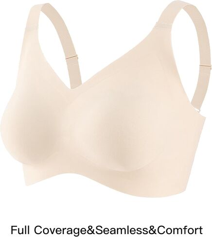 Women's Minimizer Bra No Underwire Full Coverage Wireless Jelly Bra Plus Size Seamless T-Shirt Bra in Saudi Arabia