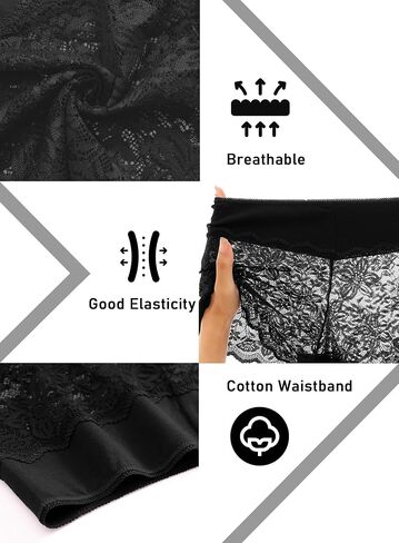 Womens Underwear Lace Boy Shorts Breathable Panties Stretch Cotton Waistband Underwear Women 5 Pack in Saudi Arabia