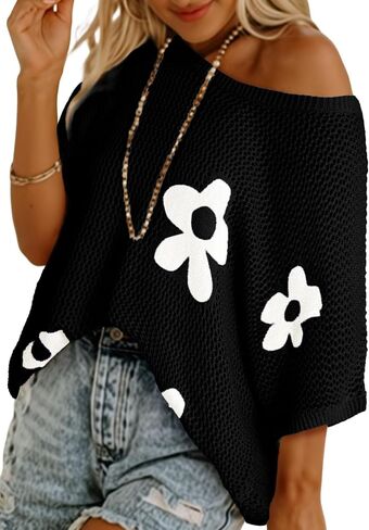 Dokotoo Womens Flor Fashion قمم الصيف 2025 قصيرة الأكمام من سبيوب الكروشيه in Kuwait