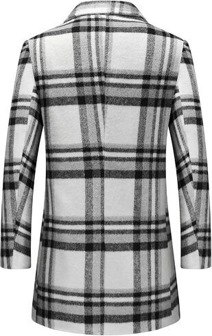 INVACHI Men's Wool Blend Pea Coat Warm Winter Trench Coat with Detachable Soft Scarf Single Breasted Overcoat in Saudi Arabia