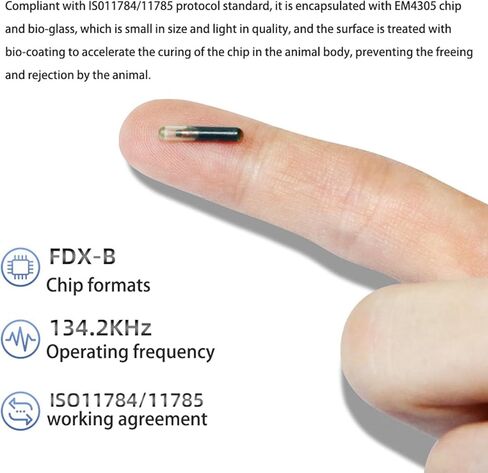 Pet Microchip Dog Microchip 134.2KHz FDX-B ISO11784/11785 Universal Standard 1.4x8mm RFID Scanner animal chip inchip microgrolghip for cat pig (1 pc 1.4x8mm) in Kuwait