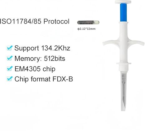 Pet Microchip Dog Microchip 134.2KHz FDX-B ISO11784/11785 Universal Standard 1.4x8mm RFID Scanner animal chip inchip microgrolghip for cat pig (1 pc 1.4x8mm) in Kuwait